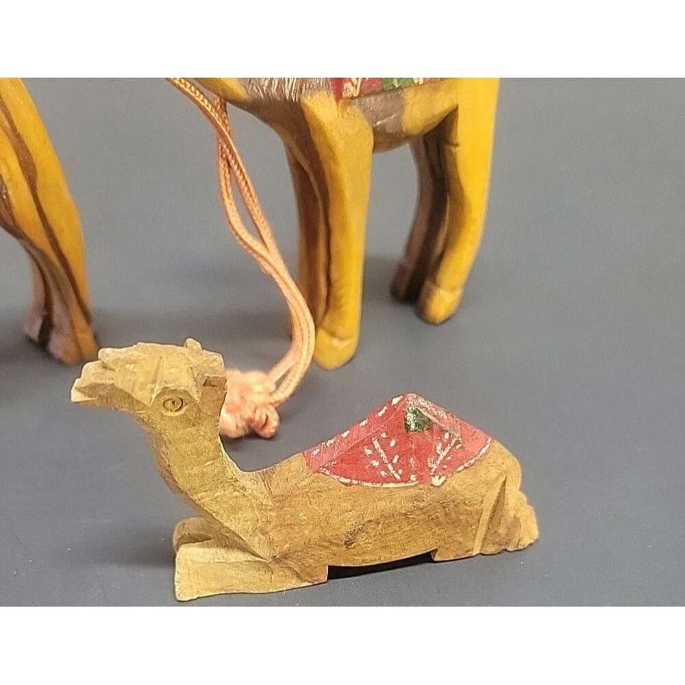 Lot of 3‎ Olive Wood Hand Carved Camel Nativity Figurines ornaments (2) 4